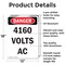 Signmission 4160 Volts AC Danger Sign, Aluminum, 12in W x 18in L, 2PK OS-2PACK-DS-A-1218-V-1953 - alternate 2